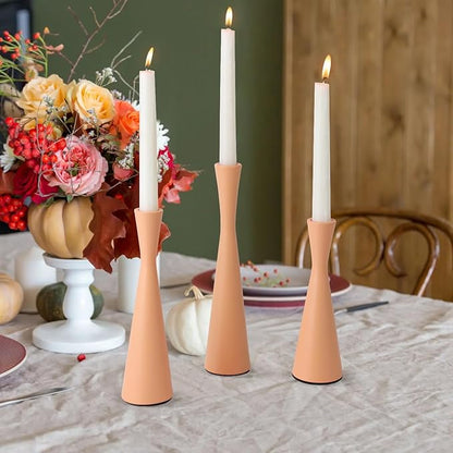 Vixdonos Taper Candle Holders Metal Candlestick Holders Set of 3 Table Mantel Decorative Candle Stand for Dinning,Party，Wedding,Home Decor(Pink Orange)