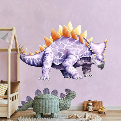 Large Dinosaur Wall Decals, Purple Stegosaurus Dino Wall Stickers Vinyl Peel and Stick Wall Decal Self Adhesive Wall Art Sticker for Baby Nursery Kids Room Home Decor (42.1 * 51.2in)