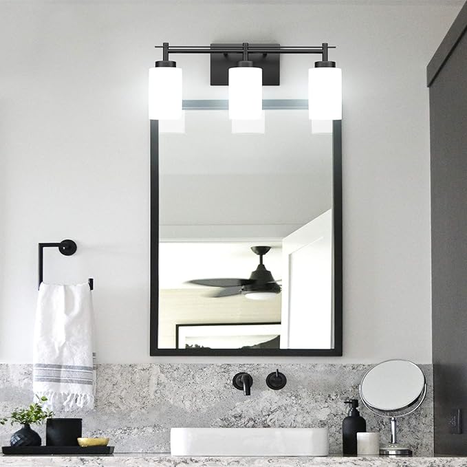 Aipsun Black Vintage Vanity Light, Bathroom Vanity Lighting Fixtures Industrial Vanity Light for Bathroom Black Wall Light Over Mirror(Exclude Bulb)