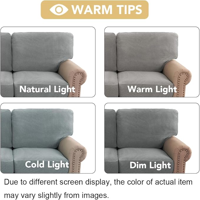 H.VERSAILTEX Multi-Pieces Sofa Slipcovers for 3 Seat Cushion Couch High Stretch Couch Cushion Covers Jacquard Textured Twill Fabric(3 Seat Covers Plus 3 Back Cushion Covers, Dove)
