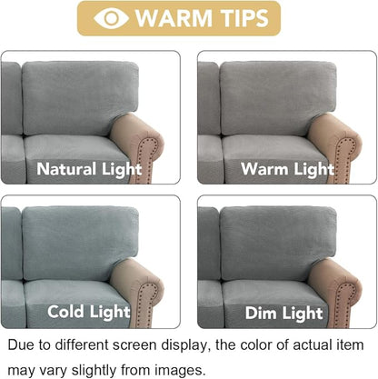 H.VERSAILTEX Multi-Pieces Sofa Covers Stretch Couch Covers Form Fitted Seats and Back Cushions Covers (3 Seat Covers Plus 3 Back Cusion Covers, Bonus 2 Armrest Covers), Dove