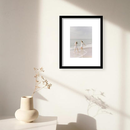 8x10 Picture Frame with 5x7 Mat Set of 2, Display Photo 5x7 with Mat or 8x10 without Mat, 8 by 10 Wall Poster Photo Frame with Shatter Resistant Plexiglass for Wall or Tabletop, 2 Pack, Black