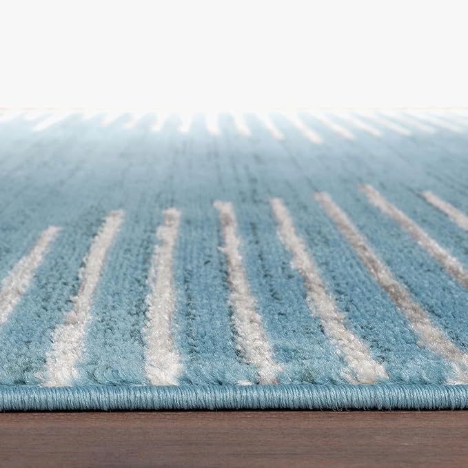 Rugshop Bohemian Stripe Stain Resistant High Traffic Living Room Kitchen Bedroom Dining Home Office Area Rug 2' x 7' Blue
