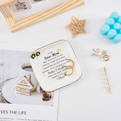 Mom Ring Jewelry Dish - Mother&Daughter Birthday Gifts for Moms Christmas Valentines Mothers Day from Daughter