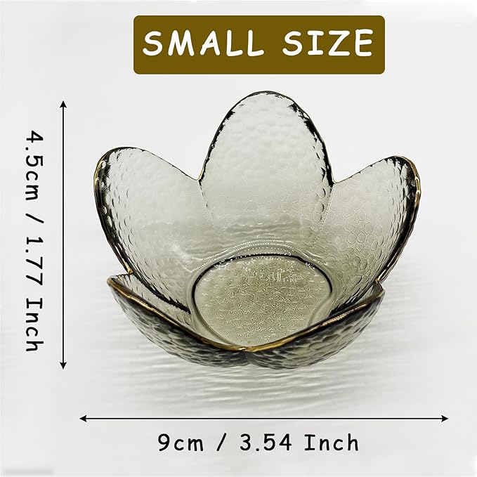 Flower Ring Dish Jewelry Tray, Glass Jewelry Dish Tray, Cute Room Decor Small Trinket Dish, Nightstand Jewlery Ring Holder, Bathroom Jewlery Plate Bowl for Earring Gift for Women (Smoky Black)