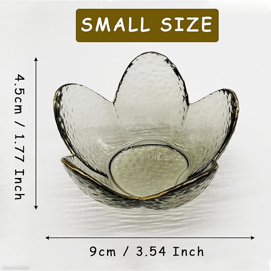 Flower Ring Dish Jewelry Tray, Glass Jewelry Dish Tray, Cute Room Decor Small Trinket Dish, Nightstand Jewlery Ring Holder, Bathroom Jewlery Plate Bowl for Earring Gift for Women (Smoky Black)