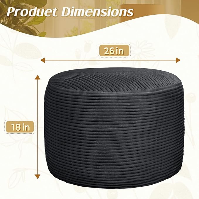 AS AWESLING Round Ottoman Foot Rest Pouf for Living Room Couch - Soft Plush Hassock