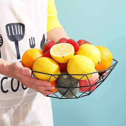 HOMQUEN Fruit Basket, Fruit Bowl, Metal Wire Fruit Basket for kitchen, Fruit Bowl for Kitchen Counter, Basket for Fruits, Vegetables, Breads, Snacks, Kitchen Gadgets (Square Short, Black)