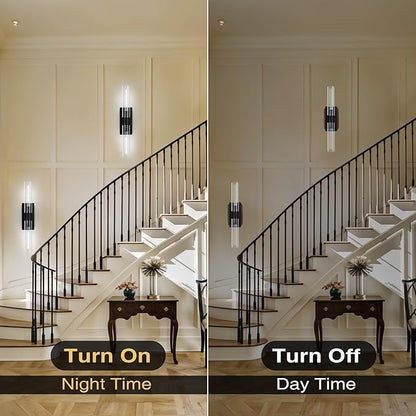 22.8" Brass Black Wall Sconces, Bathroom Vanity Light Fixtures with Clear Glass Tube, Modern Wall Lamp Lighting for Bedroom, Living Room, Hallway, Mirror, Staircase, Kitchen