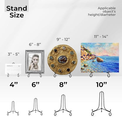 TR-LIFE Plate Stands for Display - 8 Inch Plate Holder Display Stand + Metal Easel Stand for Picture Frame, Decorative Plates, Book, Photo, Collectibles (2 Pack)