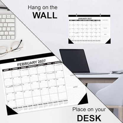 GuassLee Desk Calendar 2026-2027 - 18 Months Calendar 17" × 11.5" Desk Calendar from Jan. 2026 to Jun. 2027 with Julian Date, Monthly Goals, To-do List, Notes for Home School Office