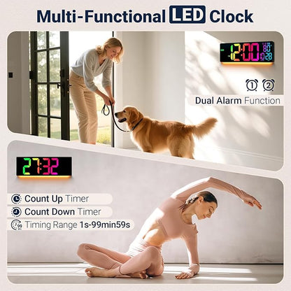 16.5" Large Digital Wall Clock: Wall Mount Decor Clock Large Display for Classroom Dorm Office Game Living Room, House Warming Gift New Home, Christmas Birthday Gift for Mom Dad Seniors Teen Colorful