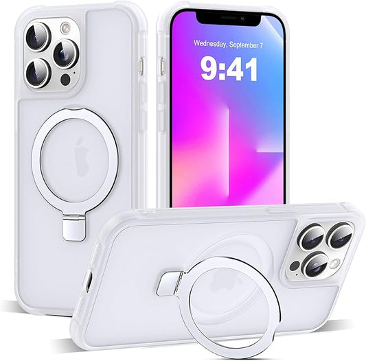 Compatible with iPhone 13 Pro Case with Invisible Magnetic O-Ring Stand Military-Grade Phone Case for iPhone 13 Pro 6.1" [Compatible with Mag-Safe][Great Grip Feeling],Translucent