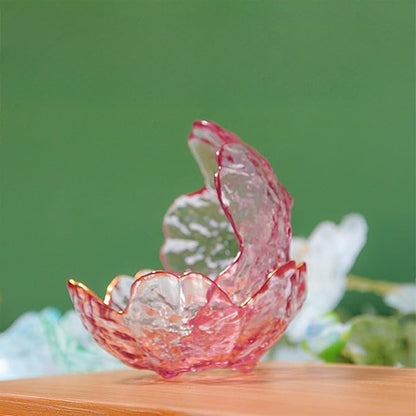 Incense Holder for Sticks, Glass Backflow Incense Burner with 9 Stick Holes, Handmade Cherry Blossom Incense Holder with Ash Catcher for Meditation, Yoga, Home Decor (with Gilt-Edged)