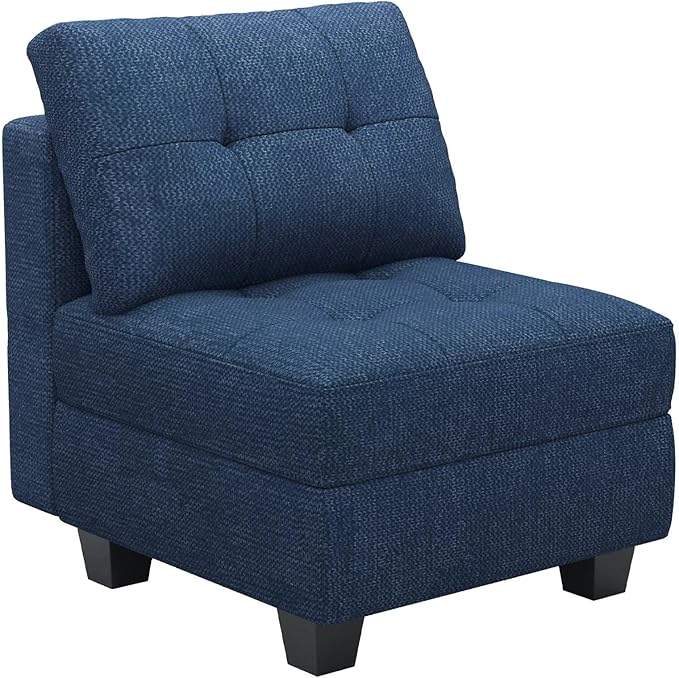 Belffin Middle Module Seat for Modular Sofa Sectional Couch with Storage Accent Armless Sofa Chair Modern Fabric Blue