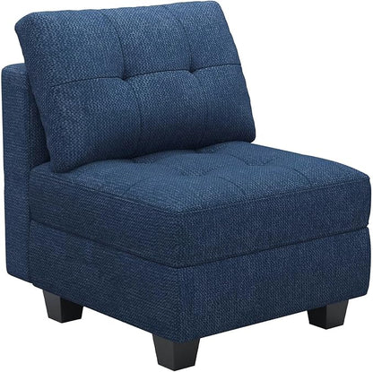 Belffin Middle Module Seat for Modular Sofa Sectional Couch with Storage Accent Armless Sofa Chair Modern Fabric Blue