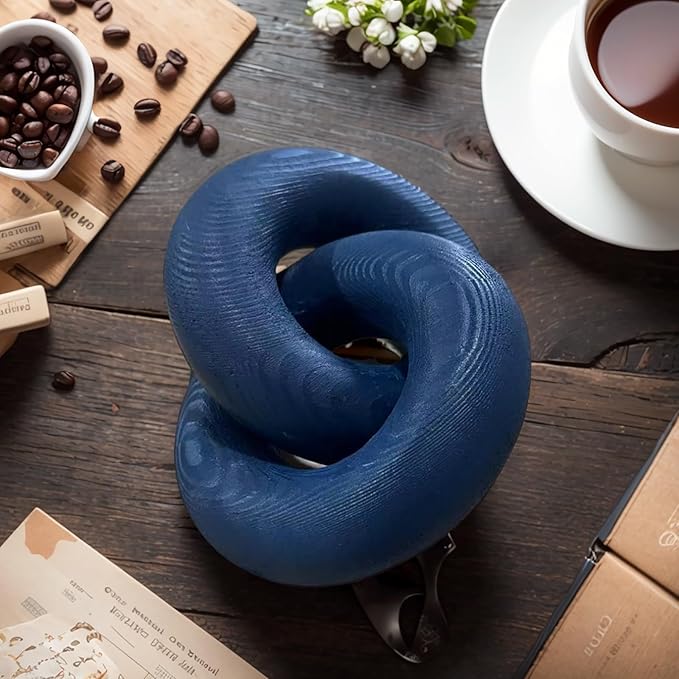 Wood Knot Décor-2 Link Wooden Chain Link Home Decor,Coffee Table Decor Book Shelf Decor Accents Art Decor Living Room Decor Items (Navy Blue)