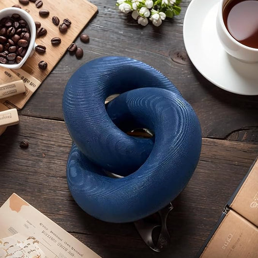 Wood Knot Décor-2 Link Wooden Chain Link Home Decor,Coffee Table Decor Book Shelf Decor Accents Art Decor Living Room Decor Items (Navy Blue)