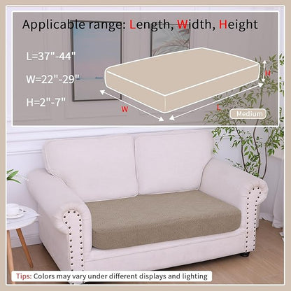 hyha Waterproof Couch Cushion Covers, Waterproof Sectional Couch Covers for 2 Cushion Sofa for Pets, Stretch Sofa Slipcover Washable with Elastic Bottom(Medium, Camel)