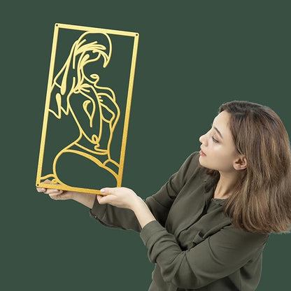Bakovity Gold Metal Bathroom Wall Art Minimalist Line Art Wall Decor Gold Abstract Modern Wall Decor for Bathroom Living Room Bedroom (4 Pcs,17 x 9 in)
