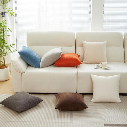Sunday Praise Beige Throw Pillow Covers 18x18 Inch Set of 2 Soft Cozy Chenille Decorative Square Pillow Cases Farmhouse Accent Solid Neutral Cushion Covers for Couch Sofa Chair Bed Home Décor