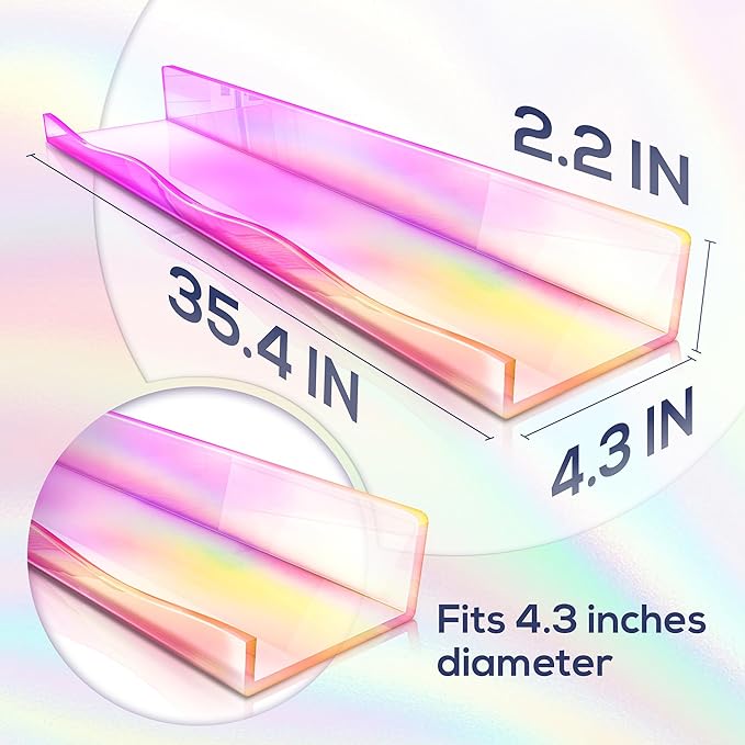 YMVV 35.4 Inches Iridescent Clear Acrylic Books Shelves for Kids Rooms, Floating Shelf Wall Display Bookshelf, Modern Thickened Storage Ledge Shelves Toy Display Organizer Decor 2 Pack