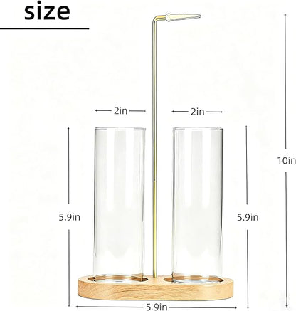 Glass Incense Holder, Incense Sticks Burner Holder with Storage,Hang Upside Down Incense Holder for Sticks with Glass Ash Catcher for Meditation Yoga Spa Room Decor (Natural)