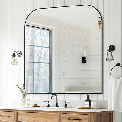 Bathroom Mirror, Wall Mirrors, Black Metal Framed Wall-Mounted Mirrors, Bathroom Vanity Mirror for Over Sink, Living Room, Bedroom, Entryway, 36x36 Inch, Black