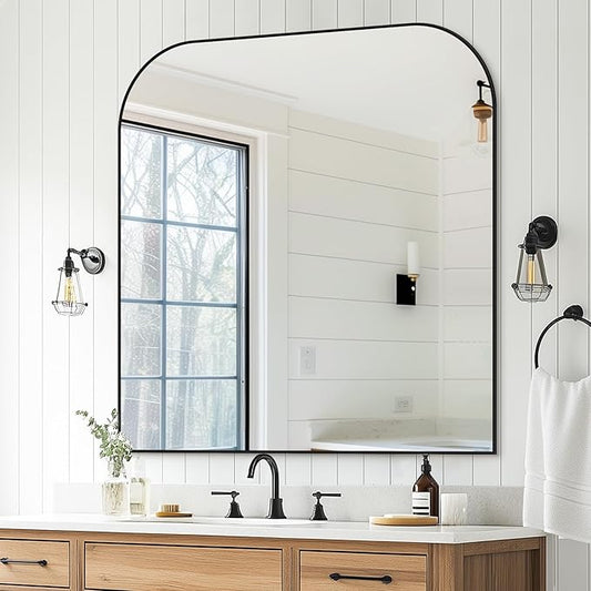 Bathroom Mirror, Wall Mirrors, Black Metal Framed Wall-Mounted Mirrors, Bathroom Vanity Mirror for Over Sink, Living Room, Bedroom, Entryway, 36x36 Inch, Black
