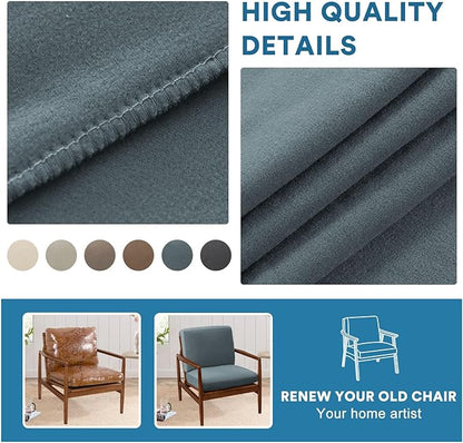 H.VERSAILTEX Fleece Couch Cover Stretch Armchair Slipcover 2 Piece Soft Sofa Covers Washable for Mid-Century Modern Chair Accent Chair Cover(Seat Cushion Cover Plus Back Cushion Cover, Stone Blue)