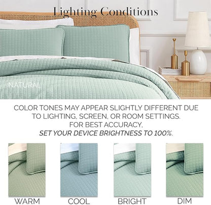 Southshore Fine Living, Inc. Oversized King Quilt Bedding Set, Soft Microfiber, Stain and Pet Hair Resistant Bedding, California/King Size Quilt Coverlet Bedspread Set with 2 Shams, Sky Blue