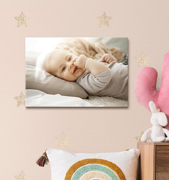 TreeDeal Custom Canvas Prints with Your Photos, Framed 18” x 12” Personalized Pictures Print, Customized Photo to Canvas Wall Art Ideal for Home Decor Gift Wrapping Pets Family Baby Wedding