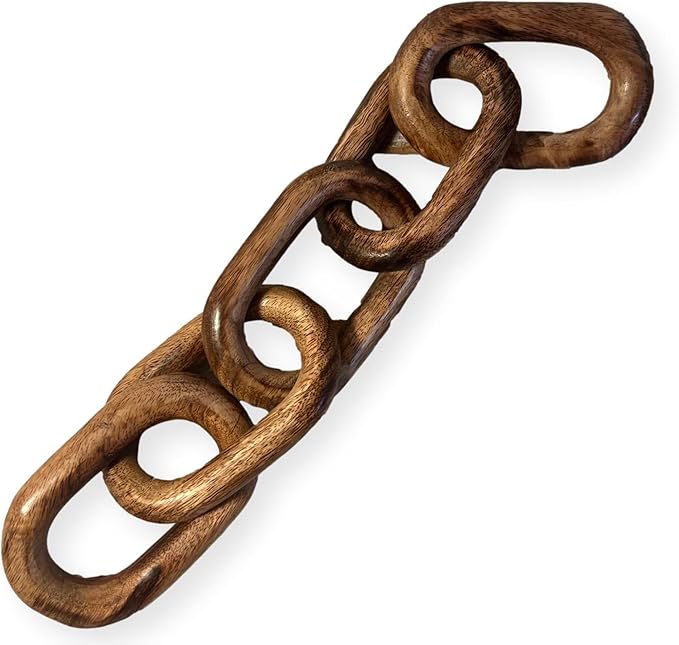 Thorness Rustic Wooden 5-Link Chain Ornament for Home Decor, Ideal for Living Room, Shelf, and Coffee Table Decoration