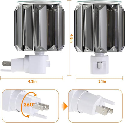 Pluggable Fragrance Warmer-Crystal Electric Wax Melt Burner -Candle Melt Warmer -Wall Plug in Wax Burner Warming Scented Candle Wax Melts and Tarts or Fragrance Oils