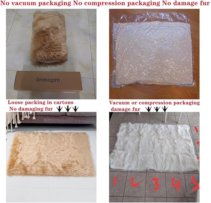 Faux Fur Rug Sheepskin Shag Fluffy Fuzzy White 3x4 ft Rugs for Bedroom Bedside Bed Floor Living Room Plush Rectangle High-Density Cushion Carpet Super Sofa Cover