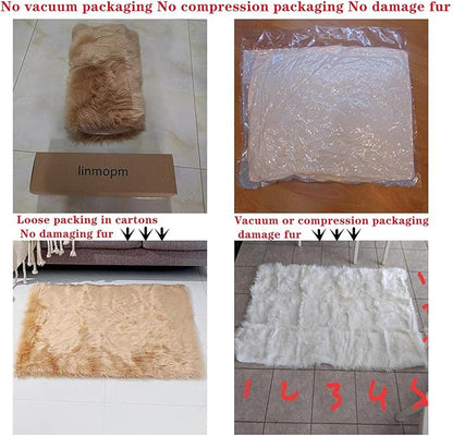 Faux Fur Rug Sheepskin Shag Fluffy Fuzzy White 3x4 ft Rugs for Bedroom Bedside Bed Floor Living Room Plush Rectangle High-Density Cushion Carpet Super Sofa Cover