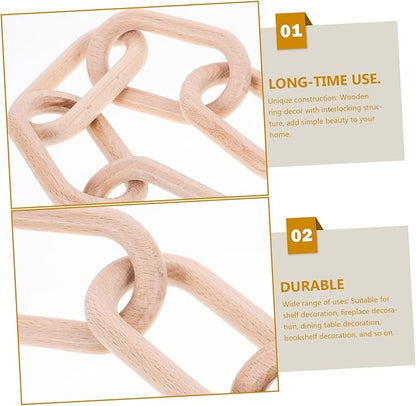 ARTIBETTER Wood Chain Link Decor Rustic Wooden Chain Decoration for Living Room Dining Table and Shelf Minimalist Style Home Decor for Birthdays and Anniversaries Wide Thick