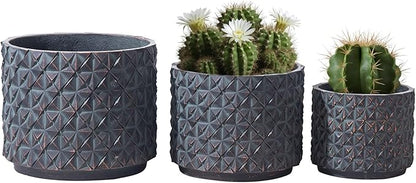 Yundu Concrete Planter Set of 3, 14.5 & 12.6 & 10.2 inch Flower pots. Modern planters for Outdoor Plants with Drain Hole Suitable for Home, Office and Other Indoor and Outdoor décor