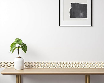 FLFK Wallpaper Borders - Floral Pattern Peel and Stick Wall Borders, Self-Adhesive, for Living Room Bedroom Kitchen Bathroom 4"x240"