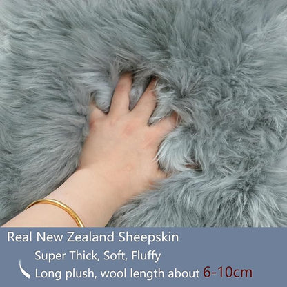 Woolous Gray Sheepskin Rug 2x6 ft - Genuine New Zealand Sheep Skin Runner Rug, Soft Thick Natural Double Pelt Rug for Bedroom, Living Room, and Bedside Decor