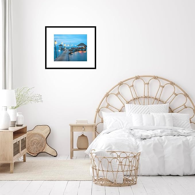 16x20 Picture Frame Set of 2 with 11x14 Mat, Display Photo 11x14 with Mat or 16 x 20 Without Mat, Wall Hanging Large 16 by 20 Poster Frame with Plexiglass, 2 Pack, Black