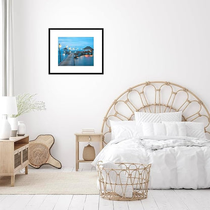 16x20 Picture Frame Set of 2 with 11x14 Mat, Display Photo 11x14 with Mat or 16 x 20 Without Mat, Wall Hanging Large 16 by 20 Poster Frame with Plexiglass, 2 Pack, Black