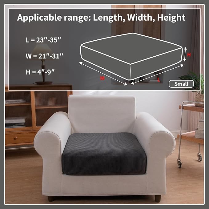 Sectional Couch Covers, Wear Resistant Stretch Sofa Covers Washable Soft Couch Cushion Covers Anti Slip Furniture Protector Sofa Slipcovers for Pets (1 Piece Chair Cover, Dark Gray)