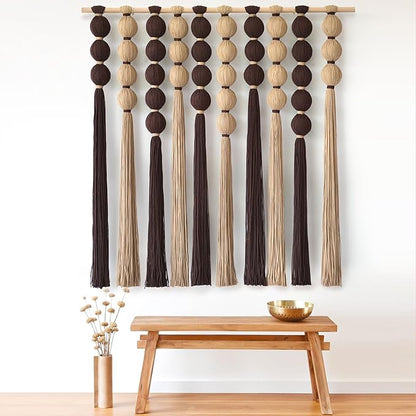 IOWER Macrame Wall Hanging Large Boho Wall Decor Natural Brown Khaki Sphericity Cotton Textile Fiber Yarn Wall Art Handmade For Livingroom Bedroom Wedding Party 39" Wx39 L