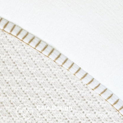 CaliTime Throw Pillow Covers Decorative 16 X 16 Inches Pack of 2 Cotton Thread Stitching Edges Solid Dyed Soft Chenille Cushion Cases for Couch Sofa Bed Living Room Farmhouse True White