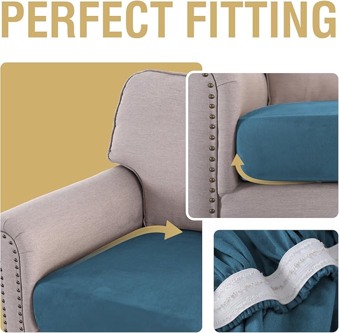 H.VERSAILTEX Suede Chair Slipcovers Stretch Sofa Covers Thick Soft Slipcovers for Couches and Sofas Couch Covers for Dogs(1 Piece Chair Cover, Stone Blue)