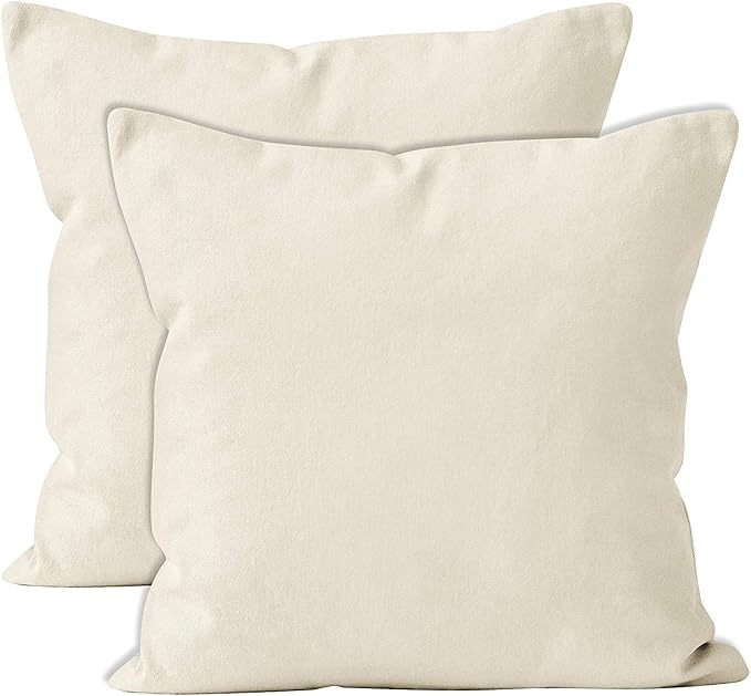 Upgrade Your Bedding Experience with The Made of 100% Cotton Euro Shams 2 Pack Cushion Cover 32"x 32" Size fits Decorative Cover. Envelope Closure Ivory