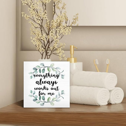 Inspirational Office Psychology Wood Box Sign Desk Decor, Positive Educational Mental Health Wooden Block Sign Decorations for Home School Classroom Counselling Room Wall Tabletop Shelf Decor