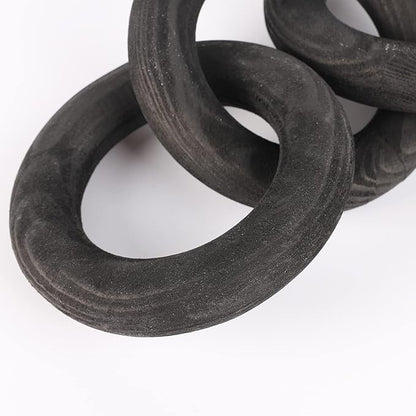 Wood Chain Link Decor 3-Link,8.3 Inch Length Wood Knot Decor,Black Hand Carved Decorative Chain Knot,Knot Decorative Object,Coffee Table Decor,Country Chain Knot Decor,Mom Gifts,Wooden Links