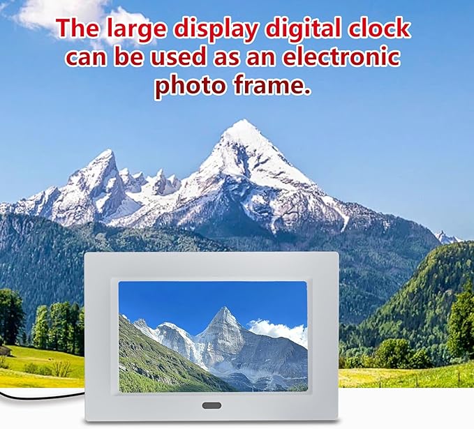 7 Inch Clock with Day and Date for Elderly Large Display Digital Clocks 12 Alarm 3 Display Modes Large Font Alzheimer's Clock Alarm Clocks for Seniors Auto DST White